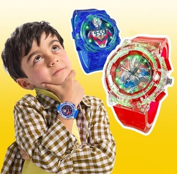 Παιδικό φωτεινό ρολόι με λουράκι σιλικόνης και κινούμενα σχέδια