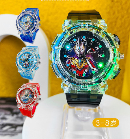 Детски светещ часовник със силиконова каишка и  анимация