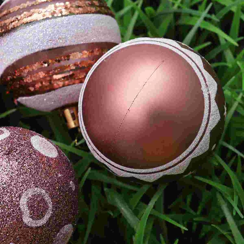 24 бр. 6 см коледни топки Висяща украса Орнаменти за коледно дърво за парти Абитуриентски бал Розово злато Шарка за Направи си сам коледно парти