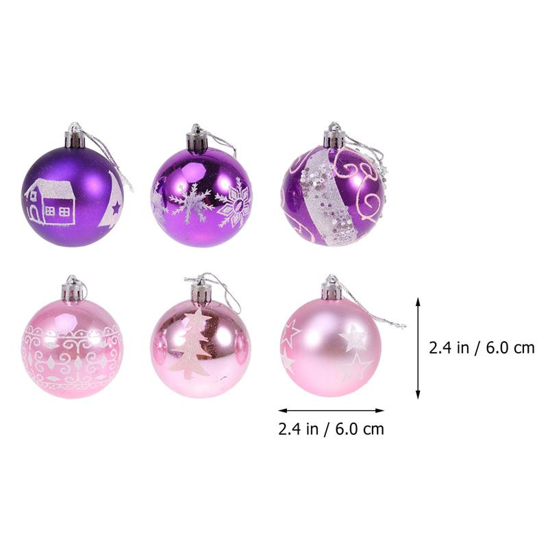 24 бр. 6 см коледни топки Висяща украса Орнаменти за коледно дърво за парти Абитуриентски бал Розово злато Шарка за Направи си сам коледно парти