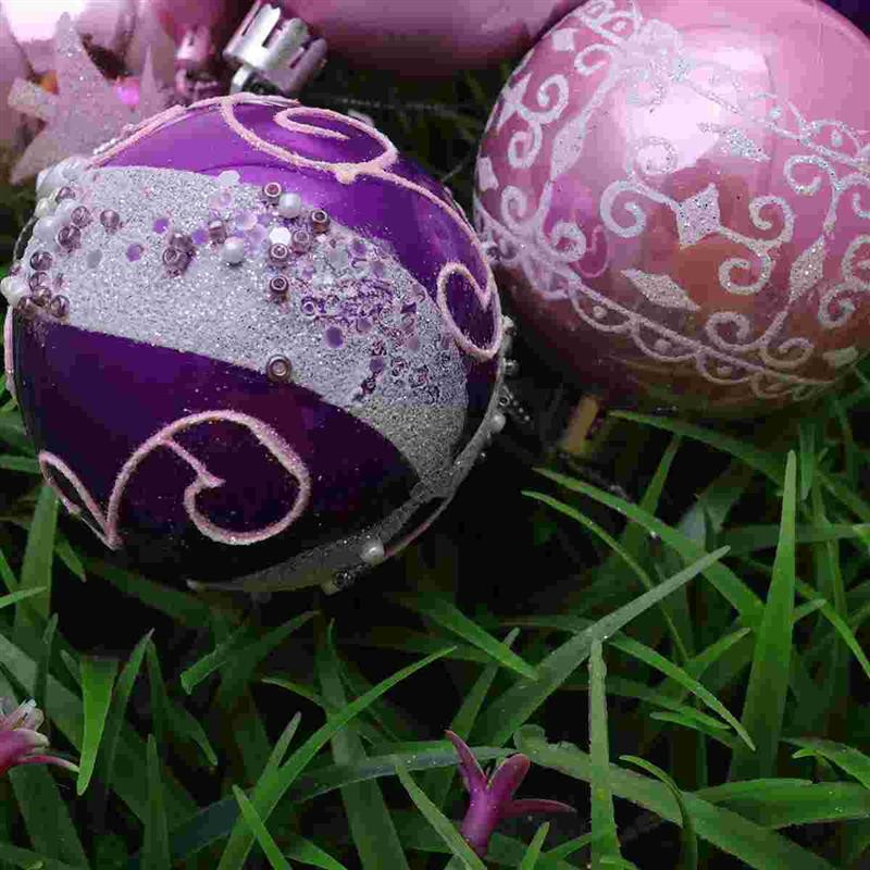 24 бр. 6 см коледни топки Висяща украса Орнаменти за коледно дърво за парти Абитуриентски бал Розово злато Шарка за Направи си сам коледно парти