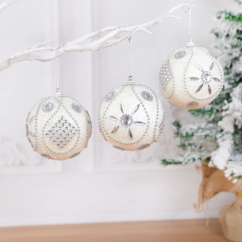 2/1 бр. 8 см бляскави коледни топки Коледно дърво Орнаменти Топки Коледна украса на Дядо Коледа за дома Подарък за Нова година 2023 Ноел Навидад
