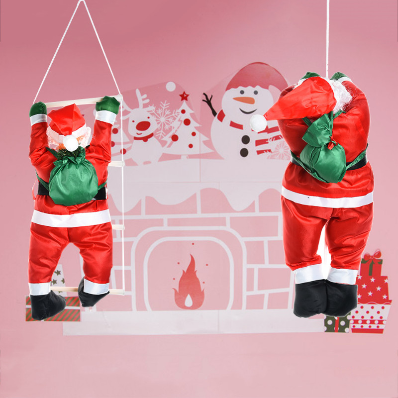 90 см въже за катерене Стълба Дядо Коледа Коледна висулка Висяща кукла Дърво Орнамент Външен домашен декор