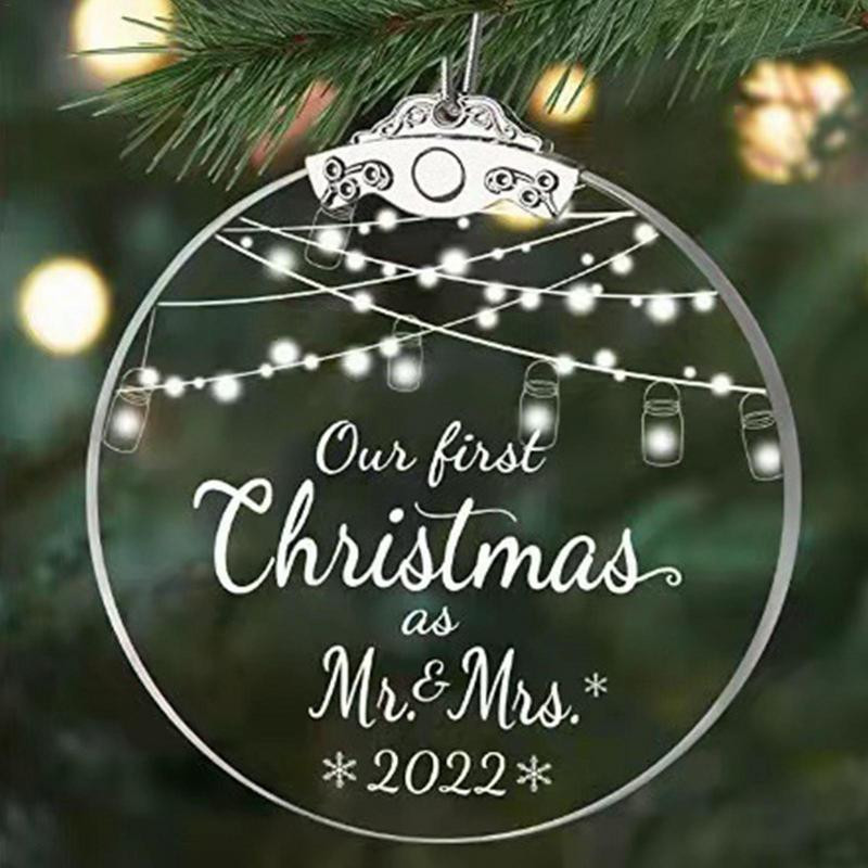 Meie esimene jõuluabielus kaunistus 2022 Esimese jõulupaari jõuluehted Akrüülist rippuv kaunistus paaridele