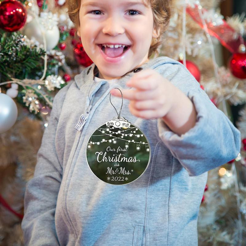 Meie esimene jõuluabielus kaunistus 2022 Esimese jõulupaari jõuluehted Akrüülist rippuv kaunistus paaridele