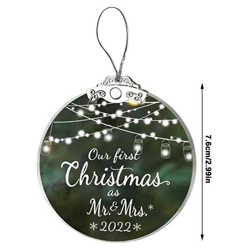Meie esimene jõuluabielus kaunistus 2022 Esimese jõulupaari jõuluehted Akrüülist rippuv kaunistus paaridele