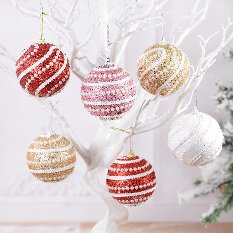 2/4tk Jõulupall Xmas Tree Valge Pärl Ripppall Ornamentx Kodu Jõulude uusaastapidu Vahtpallid Kaunistused Navidad