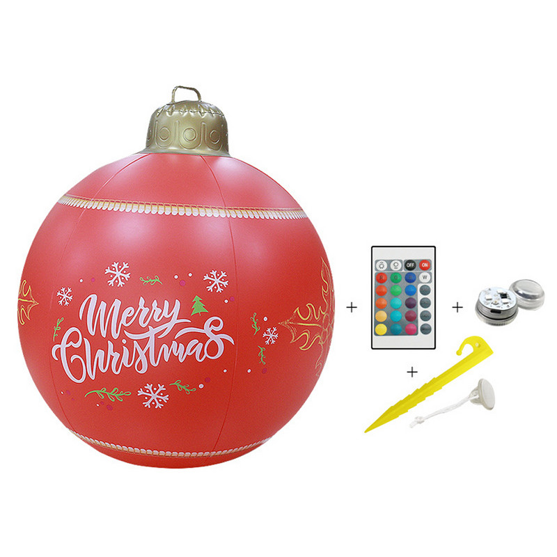 60 cm suur valgustusega PVC täispuhutav jõulupall laetava LED-valgusega kaugjuhtimispuldiga välitingimustes dekoratiivne jõulupall