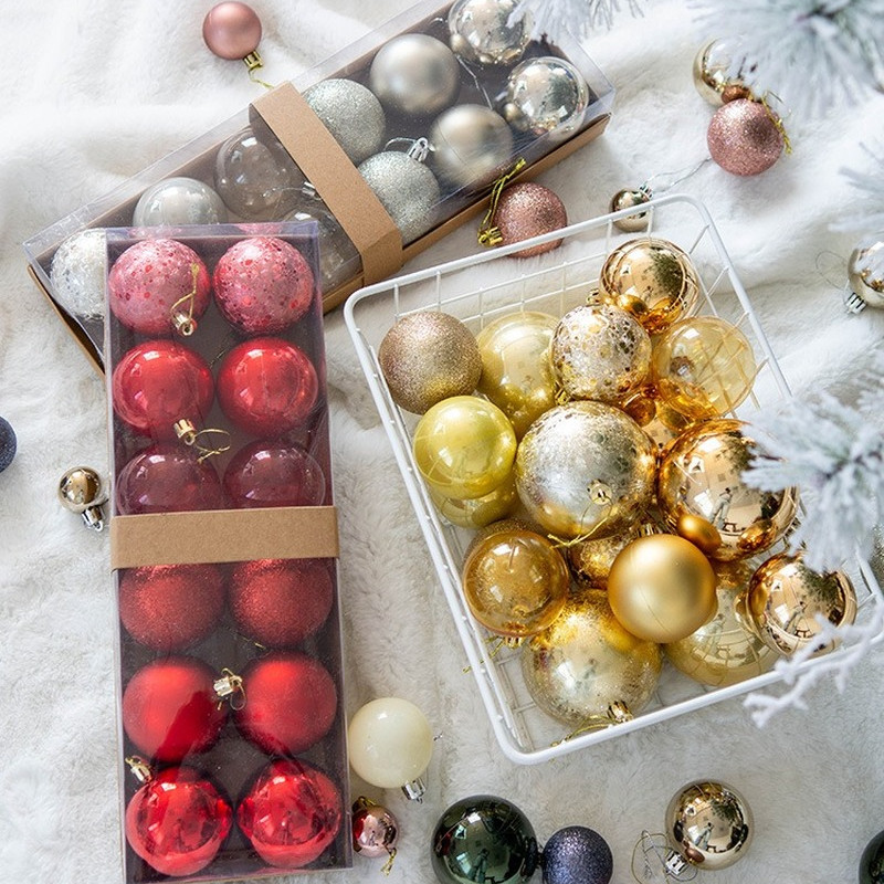 6cm/12TK komplekt Jõulupuu kaunistuspall Värviline jõulupiiskade kaunistus Jõuluvana valguspall Kodupeo turu ornament