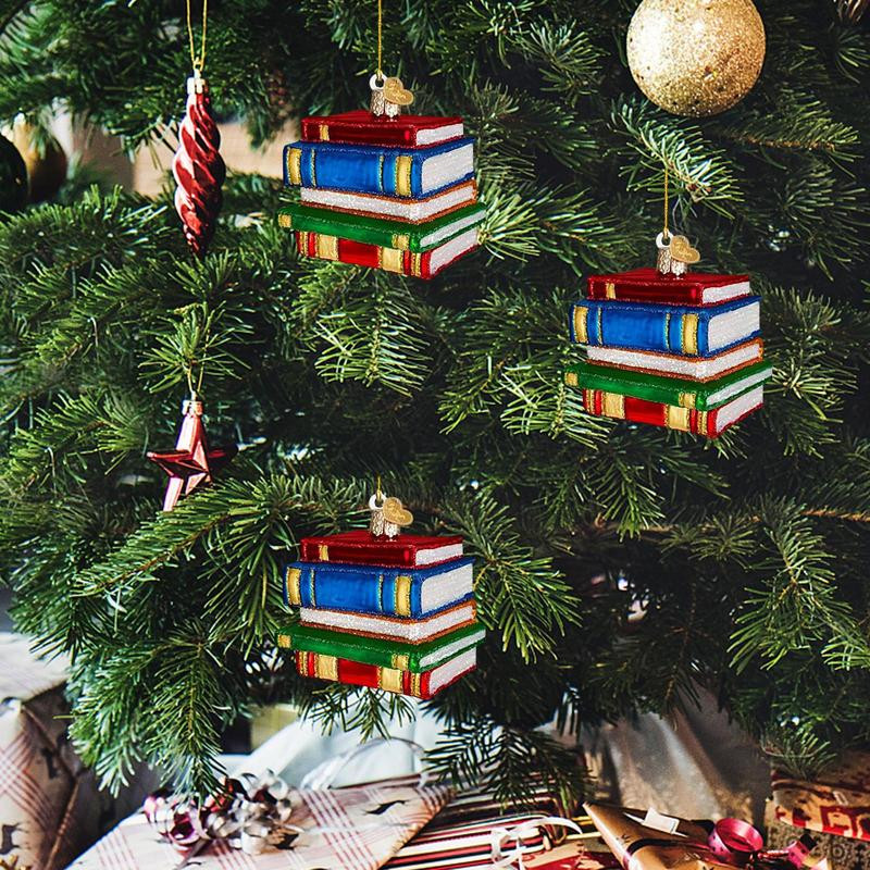 Raamatusõbrad Rippuvad jõuluehted kuuseehted Raamatuvirnad 2D akrüülkaunistused Rippuvad jõulupeo tarvikud