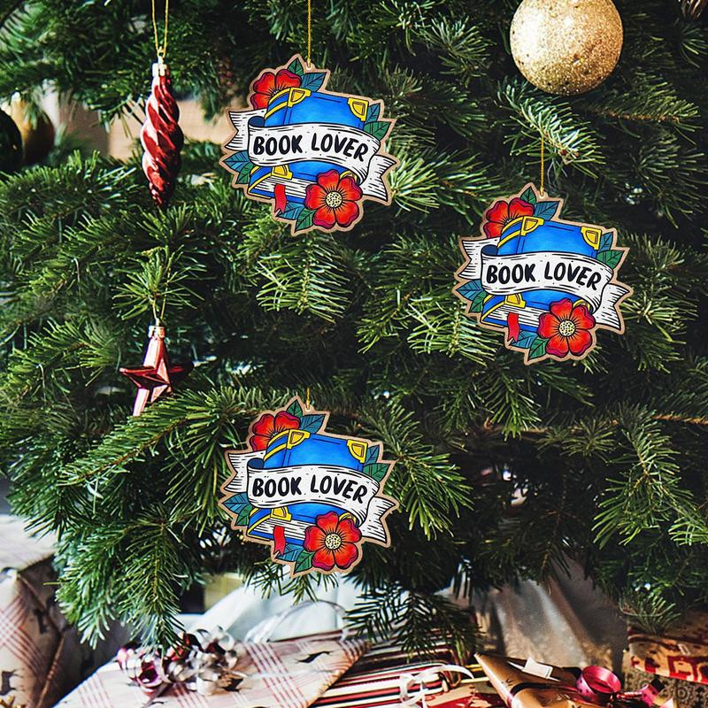 Raamatusõbrad Rippuvad jõuluehted kuuseehted Raamatuvirnad 2D akrüülkaunistused Rippuvad jõulupeo tarvikud