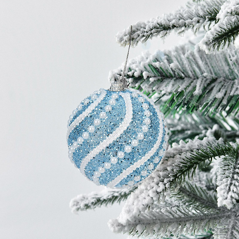 8cm Sinised sädelevad jõulukaunistused Ornamendipall Inkrusteeritud pärlitega pidu Koduaia kaunistus jõulupuu kaunistamiseks