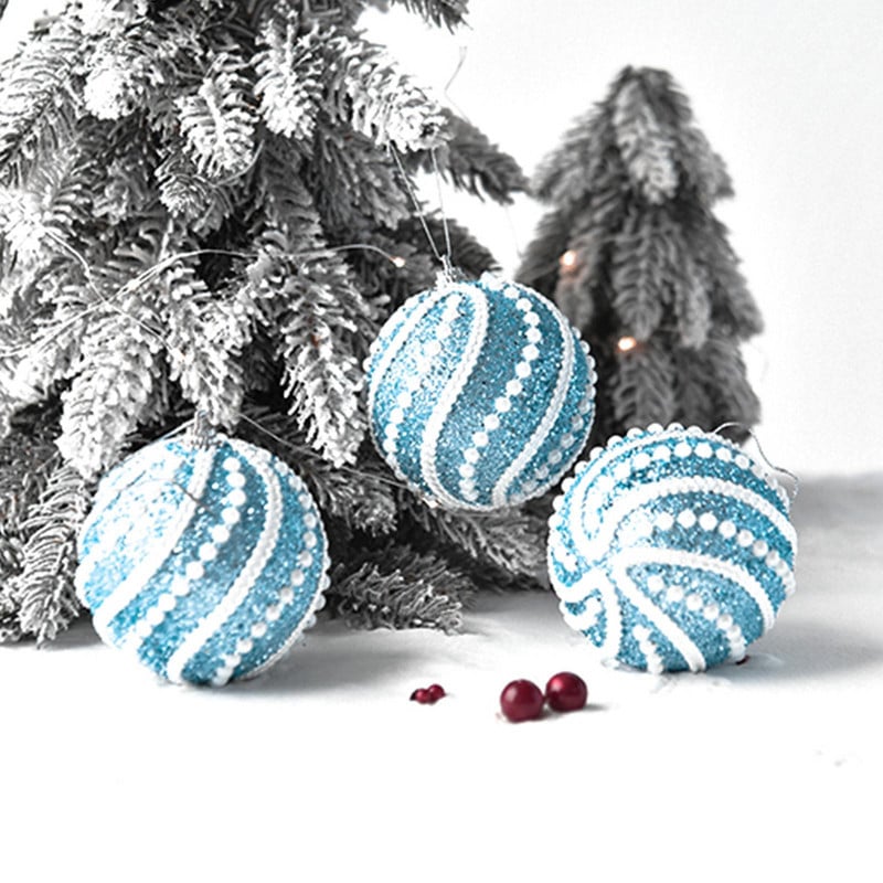 8cm Sinised sädelevad jõulukaunistused Ornamendipall Inkrusteeritud pärlitega pidu Koduaia kaunistus jõulupuu kaunistamiseks