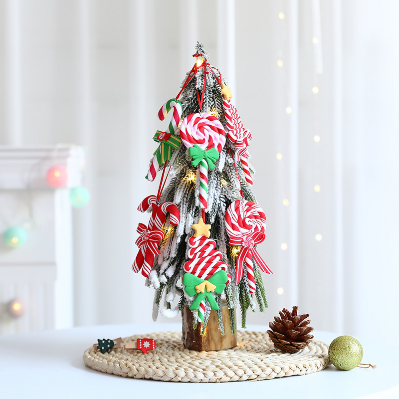 Ziemassvētku rotājumi Sarkani Ziemassvētku konfekšu spieķi konfektes Ziemassvētku eglītes piekaramie Kuloni Jaungada mājas dekors Navidad Bērnu rotaļlietas 2023
