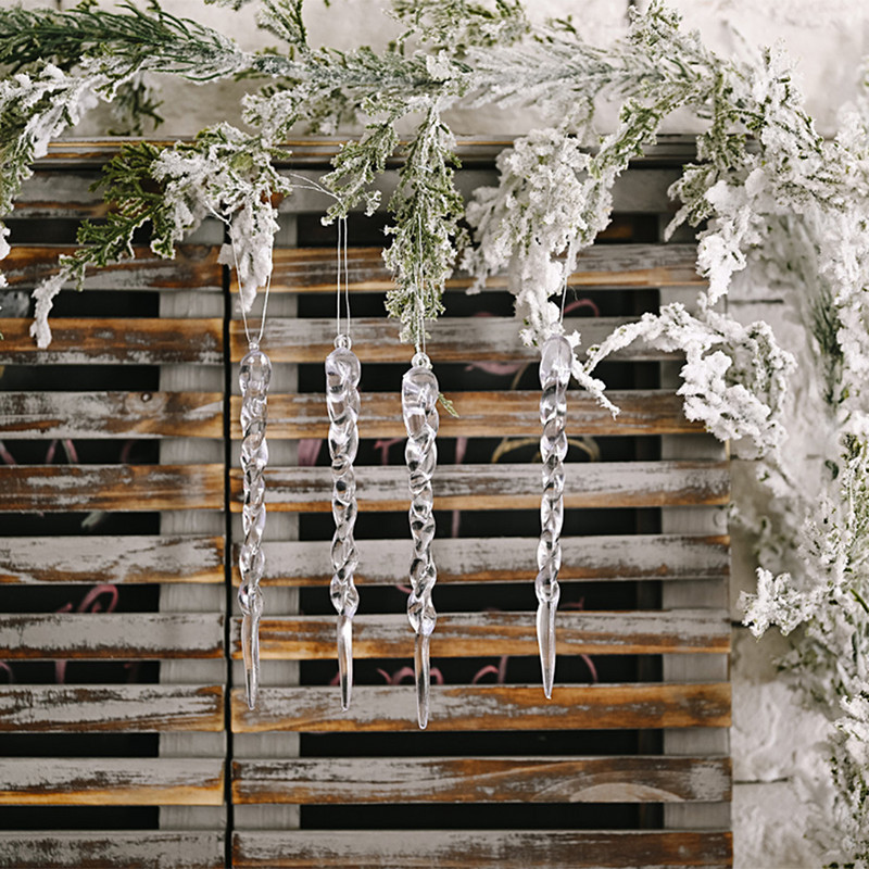 12 tk Simulatsiooniga jää-jõulupuu rippkaunistus, võltsitud jääpurikad talvepeoks.