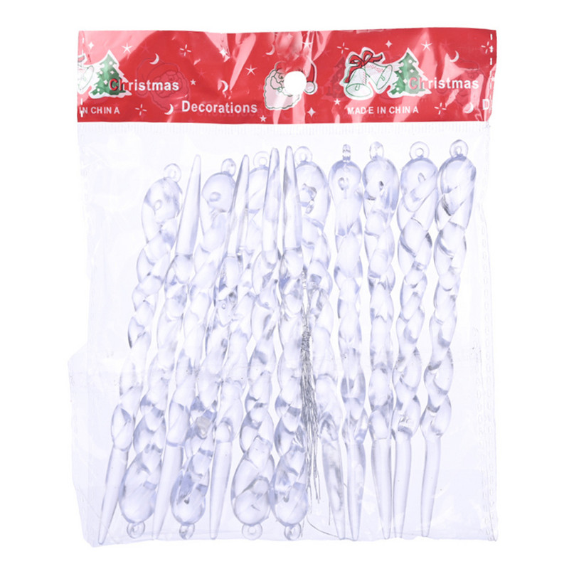 12 tk Simulatsiooniga jää-jõulupuu rippkaunistus, võltsitud jääpurikad talvepeoks.