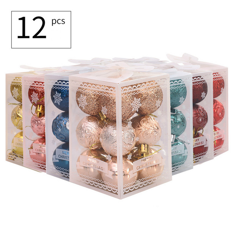 12tk Jõulupallid Jõulupuupallid Kaunistused Rippuvad ripatsehted Jõulupuu mänguasjad Kodupeokaunistused