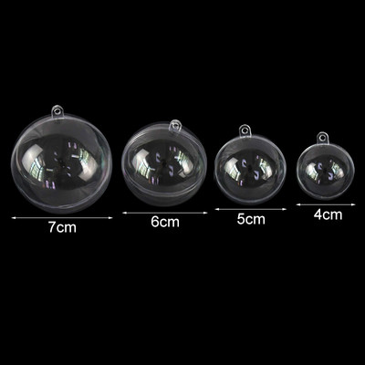 5 Ζεύγη 4/5/6/7cm Διαφανής Μπάλα Ανοιχτή Πλαστική Διαφανής Μπιχλιμπίδι για Χριστουγεννιάτικο Γάμο Κρεμαστό Κρεμαστό Συσκευασία δώρου