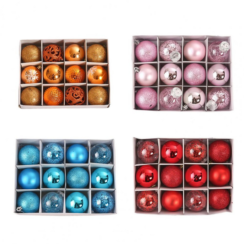 12 tk jõulupuu pallid jõulupuu rippuvad pallid ehispael, rebenemiskindel plast Festivali ühevärvilise ümmarguse jaoks