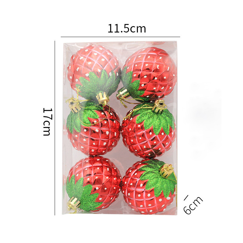 6 tk jõulupuu kaunistusi 6 cm Festoon Xmas Ball 2022 jõulukaunistus koju Navidadi uusaasta 2023 maasikaornament