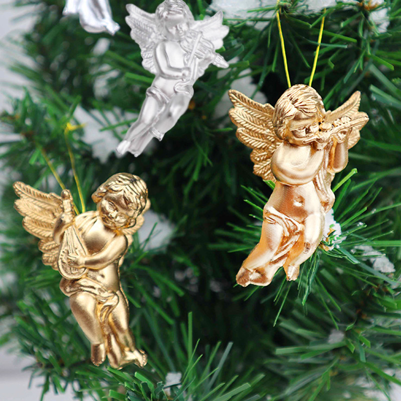 6 tk jõuluehted Kuldne hõbedane ingliripats Armsad inglid Kujukesed jõulupuu kaunistus koju Navidad 2023 uusaasta kingitus