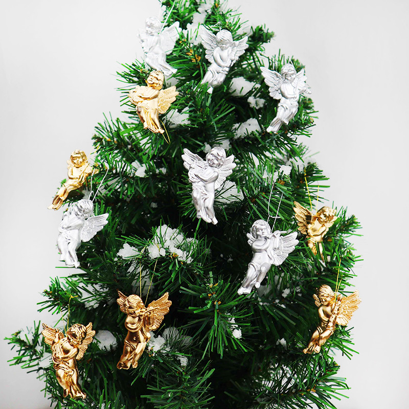 6 tk jõuluehted Kuldne hõbedane ingliripats Armsad inglid Kujukesed jõulupuu kaunistus koju Navidad 2023 uusaasta kingitus