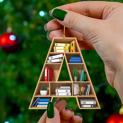 Book Lover Letter Χριστουγεννιάτικα στολίδια για διακόσμηση χριστουγεννιάτικου δέντρου Little Book Raf Heart σχήμα Ακρυλικά στολίδια Χριστουγεννιάτικη διακόσμηση