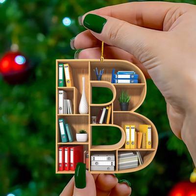 Book Lover Letter Χριστουγεννιάτικα στολίδια για διακόσμηση χριστουγεννιάτικου δέντρου Little Book Raf Heart σχήμα Ακρυλικά στολίδια Χριστουγεννιάτικη διακόσμηση