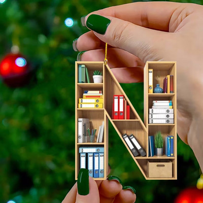 Book Lover Letter Χριστουγεννιάτικα στολίδια για διακόσμηση χριστουγεννιάτικου δέντρου Little Book Raf Heart σχήμα Ακρυλικά στολίδια Χριστουγεννιάτικη διακόσμηση
