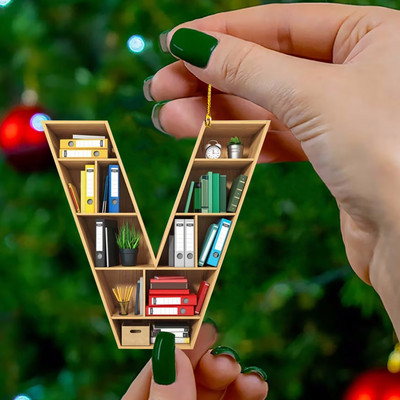 Book Lover Letter Χριστουγεννιάτικα στολίδια για διακόσμηση χριστουγεννιάτικου δέντρου Little Book Raf Heart σχήμα Ακρυλικά στολίδια Χριστουγεννιάτικη διακόσμηση