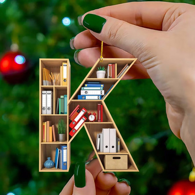 Book Lover Letter Χριστουγεννιάτικα στολίδια για διακόσμηση χριστουγεννιάτικου δέντρου Little Book Raf Heart σχήμα Ακρυλικά στολίδια Χριστουγεννιάτικη διακόσμηση