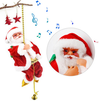 Santa Claus Climbing Beads Electric Climb Up and Down Climbing Santa With Light Music Χριστουγεννιάτικα στολίδια