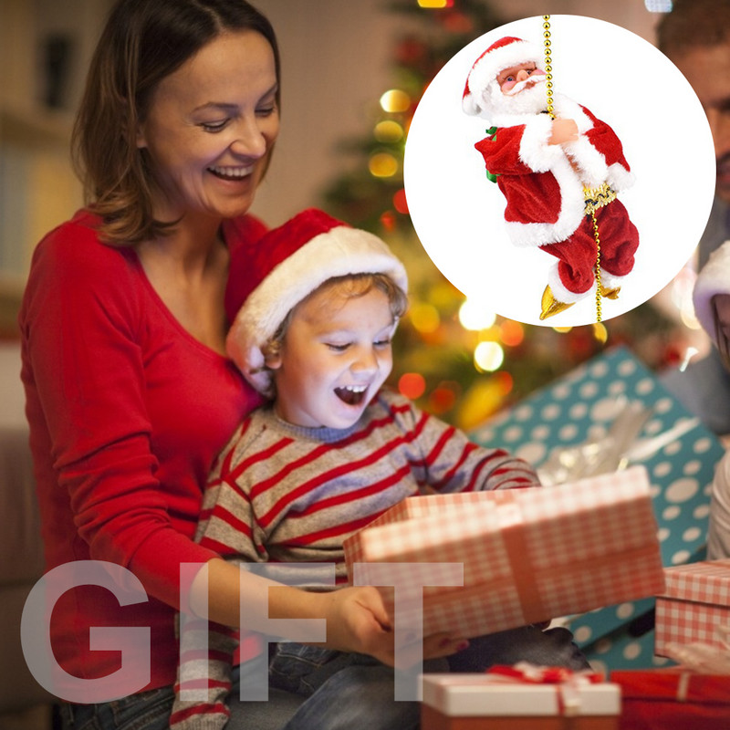 Jõuluvana ronimishelmestega Patareiga töötav elektriline üles- ja allaronimine Kerge muusikaga jõulukaunistustega jõuluvana ronimine