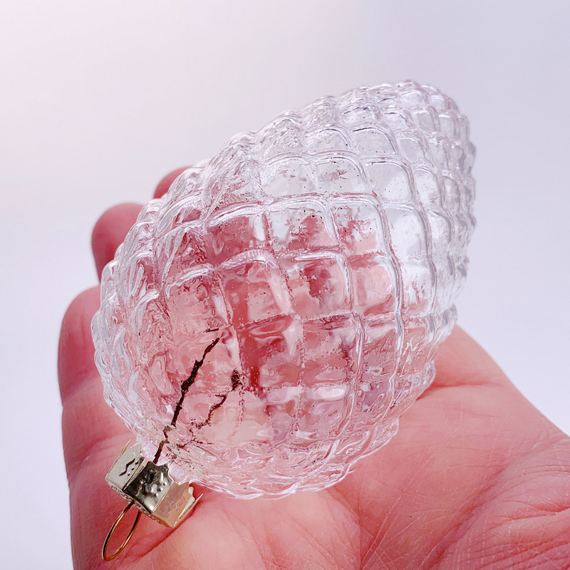 Kampaania – DIY värvitav koduaia kaunistuse ornament, 90*60 mm klaasist männikäbi mutter, 5/pakk