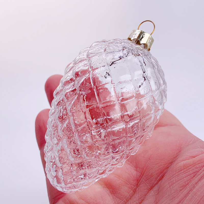 Kampaania – DIY värvitav koduaia kaunistuse ornament, 90*60 mm klaasist männikäbi mutter, 5/pakk