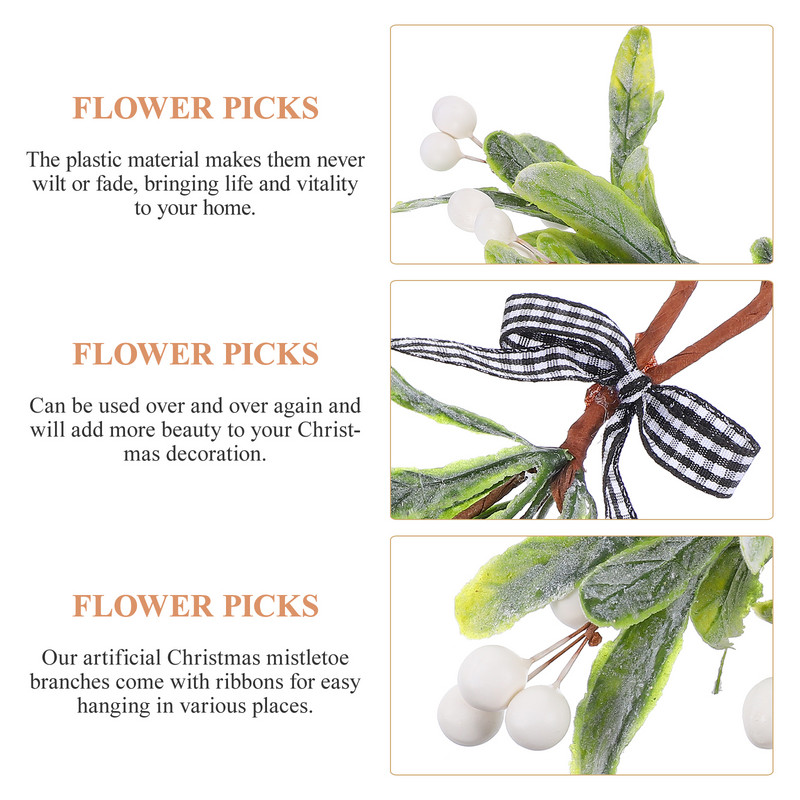 Puuvõõriku okste simulatsioon Kunstlik puuvõõrik valgete marjadega Jõulupuu rippuvad puuvõõrikute oksad