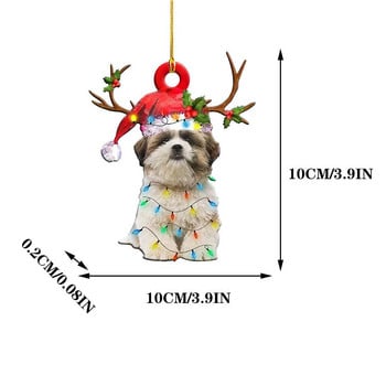 Нови коледни висящи висулки Куче Дървени орнаменти Коледно дърво Декорация Орнаменти Честита Нова Година Подарък Декорации за дома Navidad