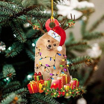Нови коледни висящи висулки Куче Дървени орнаменти Коледно дърво Декорация Орнаменти Честита Нова Година Подарък Декорации за дома Navidad