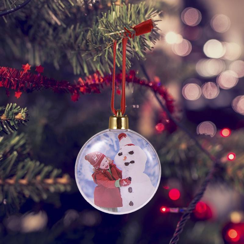Läbipaistev jõulude fotoraam plastikust viietärnipalliga jõulukaunistused DIY jõulupuu rippkaunistused lastele kingitus