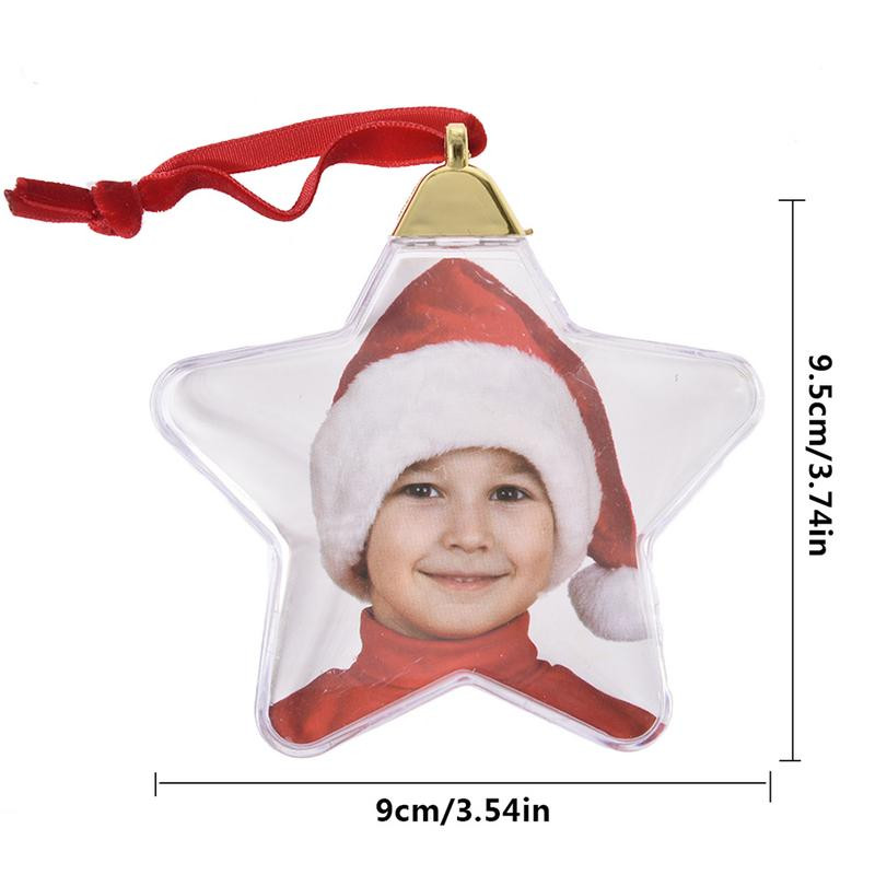 Läbipaistev jõulude fotoraam plastikust viietärnipalliga jõulukaunistused DIY jõulupuu rippkaunistused lastele kingitus