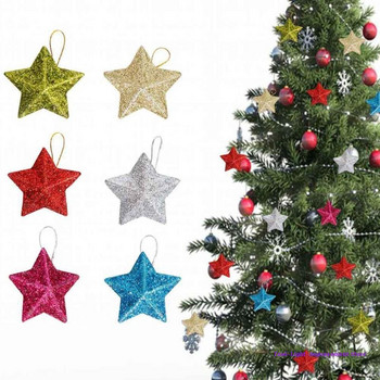 6τμχ Glitter Mini μενταγιόν Star Χριστουγεννιάτικο Δέντρο Κρεμαστό Χριστουγεννιάτικο Στολίδι