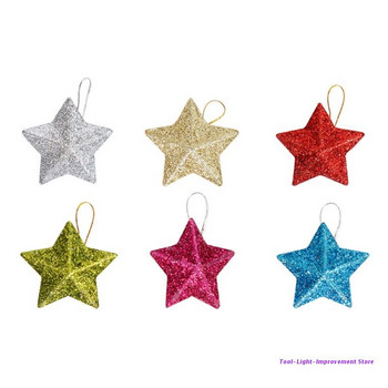 6τμχ Glitter Mini μενταγιόν Star Χριστουγεννιάτικο Δέντρο Κρεμαστό Χριστουγεννιάτικο Στολίδι