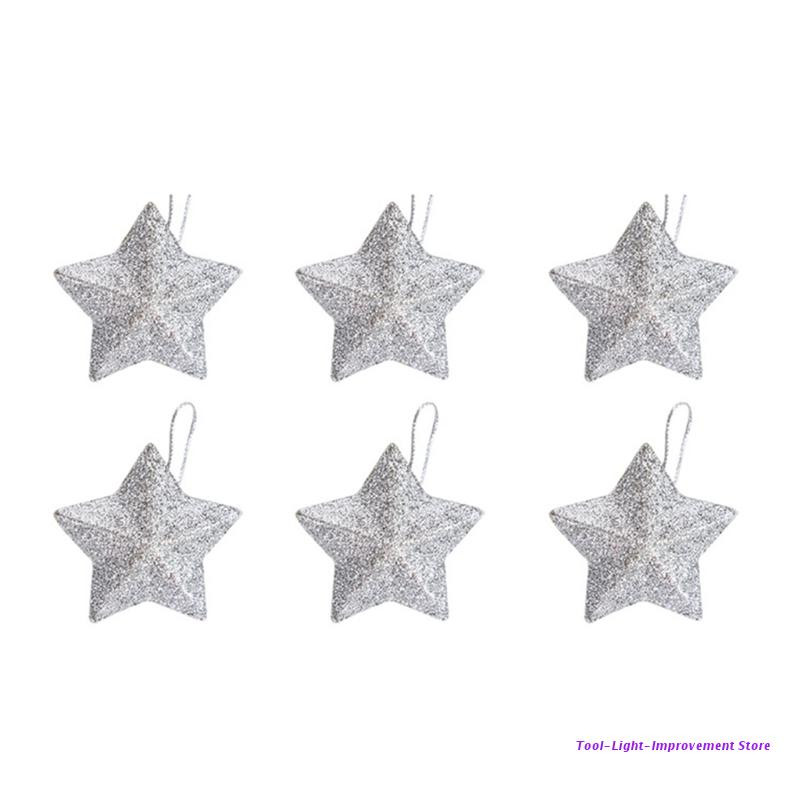 6 tk Glitter Mini Pendant Star Jõulupuu rippuvad kaunistused Xmas Ornament