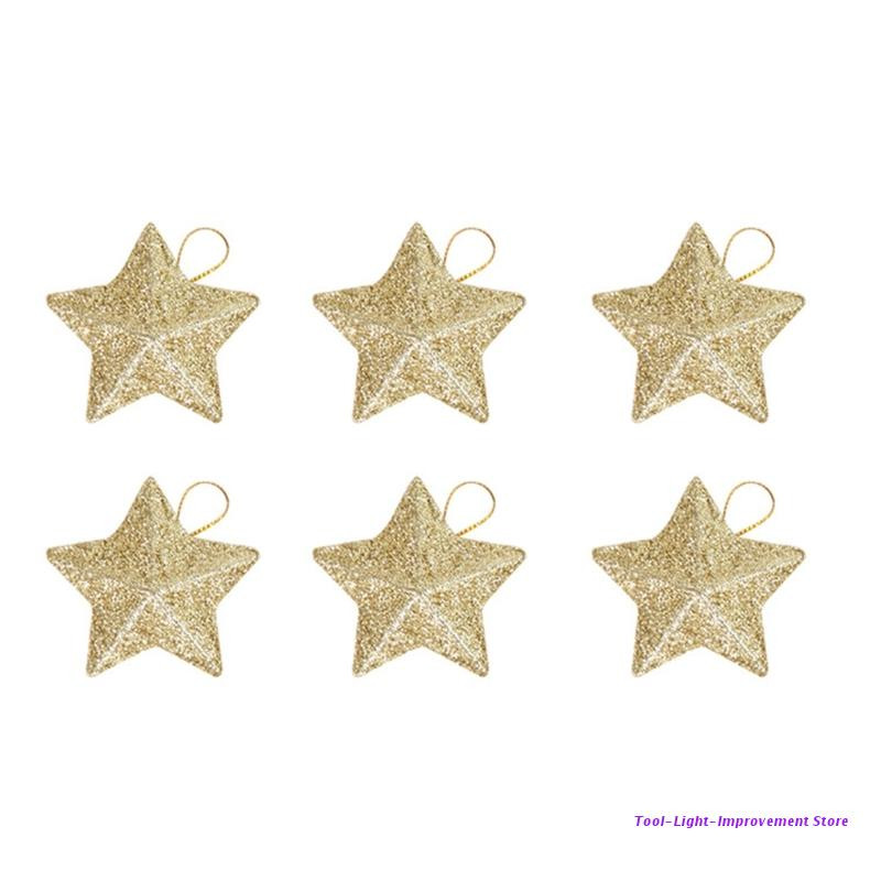 6 tk Glitter Mini Pendant Star Jõulupuu rippuvad kaunistused Xmas Ornament