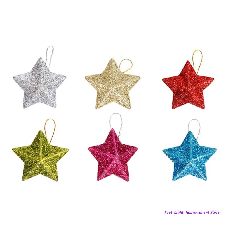 6 tk Glitter Mini Pendant Star Jõulupuu rippuvad kaunistused Xmas Ornament