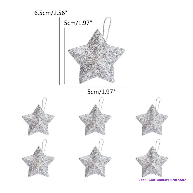 6 tk Glitter Mini Pendant Star Jõulupuu rippuvad kaunistused Xmas Ornament
