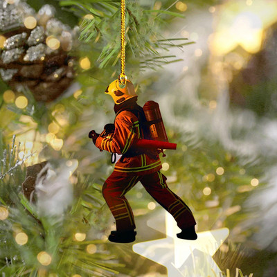 Fireman Στολίδι Διπλής Όψης Ακρυλικό Κρεμαστό Χριστουγεννιάτικο Δέντρο Κρεμαστό Χριστουγεννιάτικο Στολίδι Navidad Δώρο Καλής Χρονιάς 2023