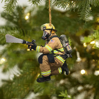 Fireman Στολίδι Διπλής Όψης Ακρυλικό Κρεμαστό Χριστουγεννιάτικο Δέντρο Κρεμαστό Χριστουγεννιάτικο Στολίδι Navidad Δώρο Καλής Χρονιάς 2023