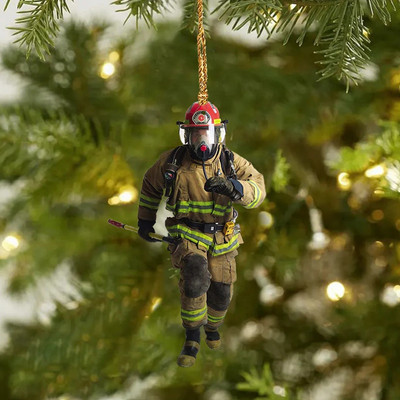 Fireman Στολίδι Διπλής Όψης Ακρυλικό Κρεμαστό Χριστουγεννιάτικο Δέντρο Κρεμαστό Χριστουγεννιάτικο Στολίδι Navidad Δώρο Καλής Χρονιάς 2023