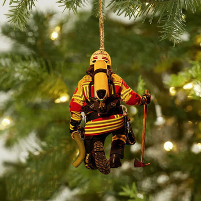 Fireman Στολίδι Διπλής Όψης Ακρυλικό Κρεμαστό Χριστουγεννιάτικο Δέντρο Κρεμαστό Χριστουγεννιάτικο Στολίδι Navidad Δώρο Καλής Χρονιάς 2023